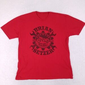 Brian Setzer Rockabilly T Shirt Mens Large Red Graphic Tee Biker Stray Cats